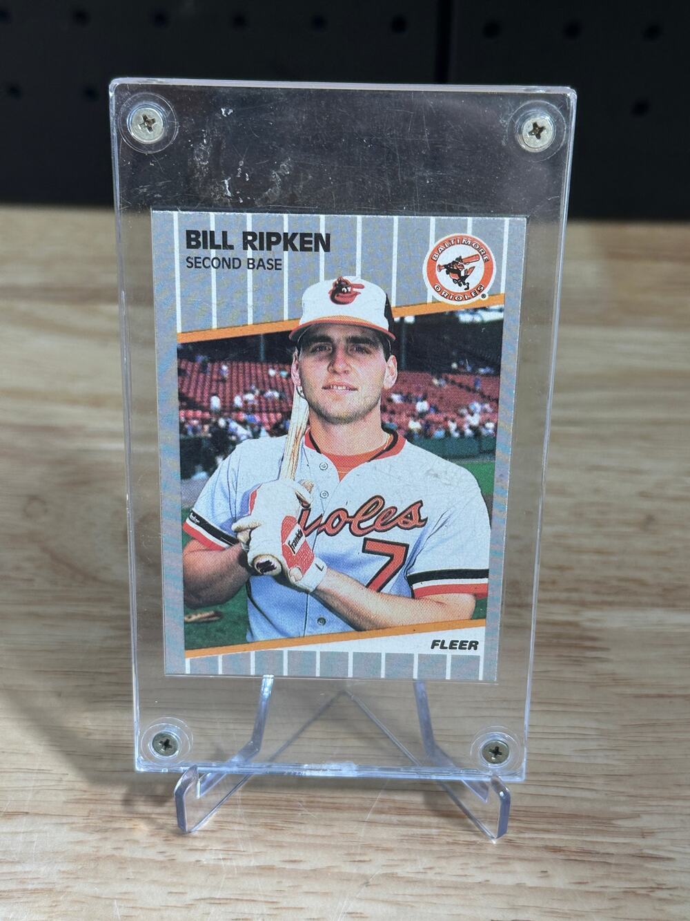 BILL RIPKEN 1989 FLEER CARD 616 F FACE BLACK SCRIBBLE ON KNOB ERROR ORIOLES